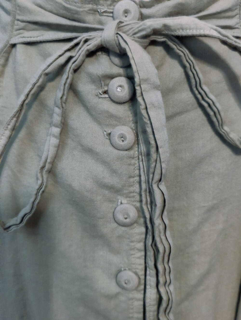 Luna Luz Vintage Cotton Maxi Skirt full button front Low Slung khaki/green SM - Picture 3 of 9